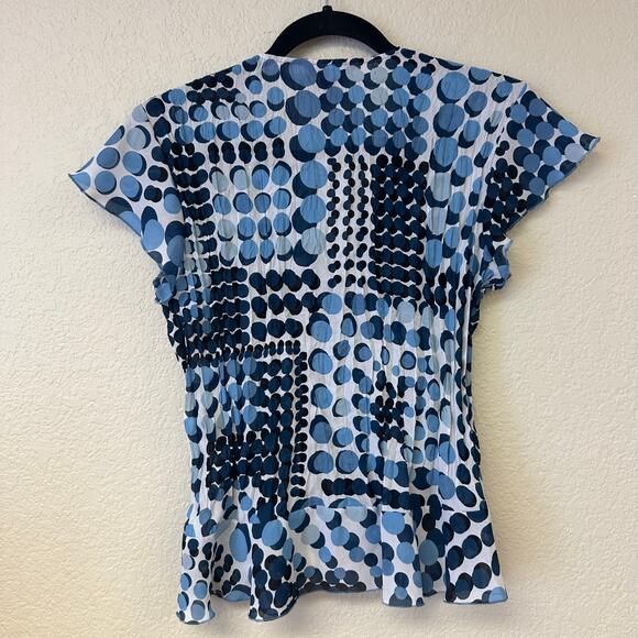 Y2k Sunny Leigh Polka Dot V-Neck Short Sleeve Top Blue Size Small - Picture 5 of 5
